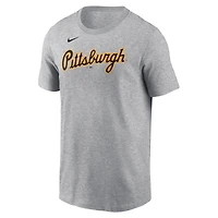 T-shirt Nike Paul Skenes pour homme, gris chiné, avec nom et numéro Fuse des Pirates de Pittsburgh