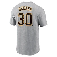 T-shirt Nike Paul Skenes pour homme, gris chiné, avec nom et numéro Fuse des Pirates de Pittsburgh