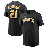 T-shirt Nike Roberto Clemente noir Pittsburgh Pirates Cooperstown Collection pour homme, nom et numéro