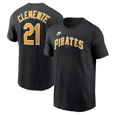 T-shirt Nike Roberto Clemente pour hommes, noir, Pittsburgh Pirates Fuse, nom et numéro