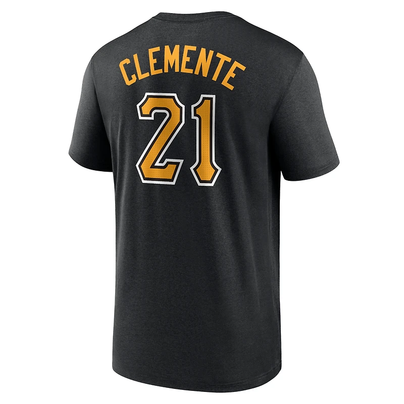 T-shirt Nike Roberto Clemente pour homme, noir, avec nom et numéro de légende des Pirates Pittsburgh