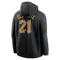 Sweat à capuche Nike Roberto Clemente pour hommes, noir, Pittsburgh Pirates, nom et numéro du club