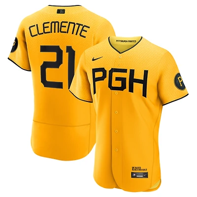 Men's Nike Roberto Clemente Gold Pittsburgh Pirates City Connect Authentic Player Jersey