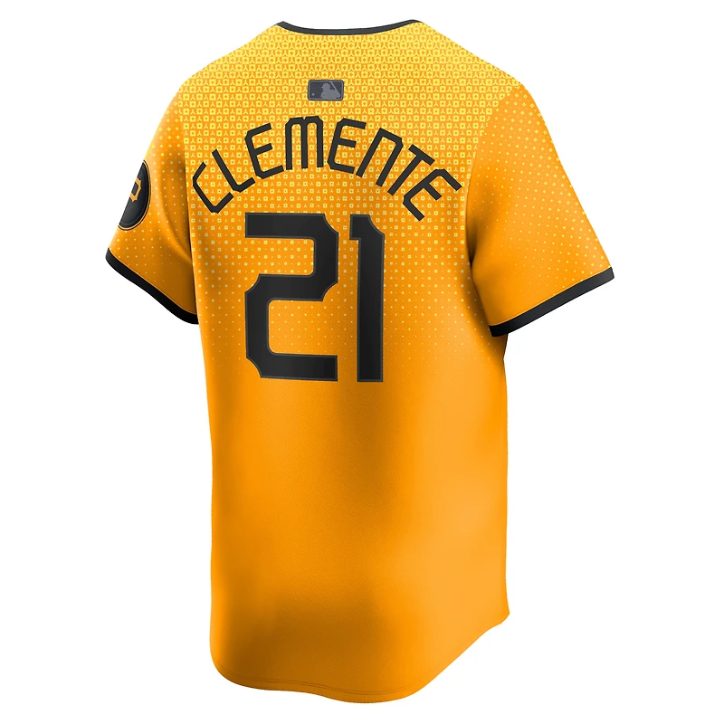 Maillot de joueur Nike Roberto Clemente Gold Pittsburgh Pirates City Connect Limited pour homme