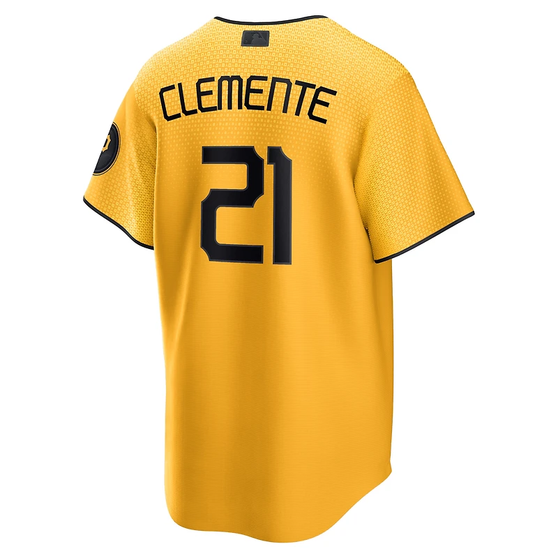 Maillot de joueur réplique Nike Roberto Clemente doré Pittsburgh Pirates City Connect pour homme