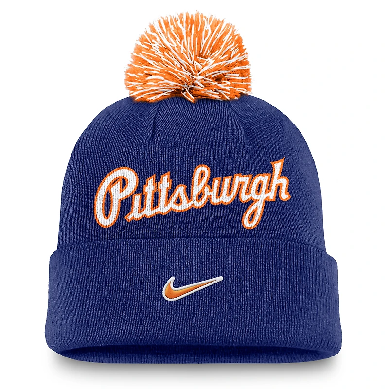 Men's Nike Royal Pittsburgh Pirates Peak Cuffed Knit Hat with Pom