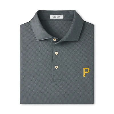 Men's Peter Millar Gray Pittsburgh Pirates Hugo Performance Jersey Polo