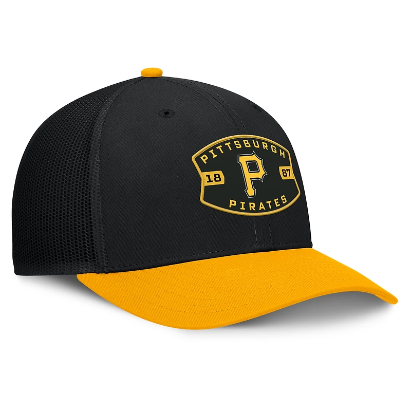 Men's Pittsburgh Pirates Fanatics Black/Gold Cutoff Adjustable Trucker Hat