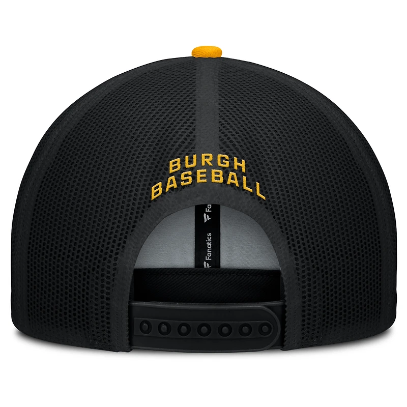 Casquette camionneur ajustable Fanatics des Pirates de Pittsburgh pour homme, noire et dorée