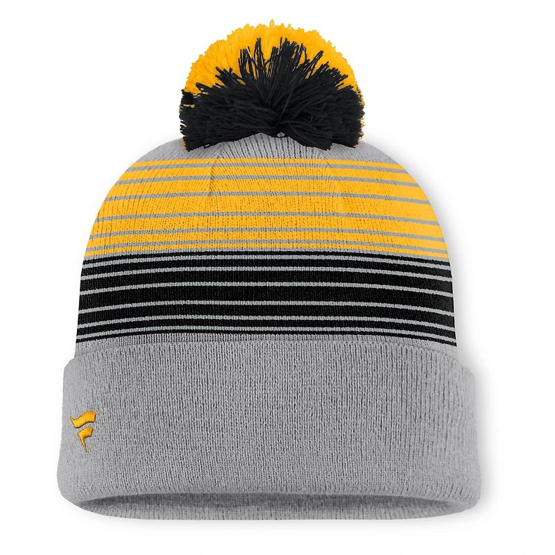 Bonnet en tricot à revers et pompon gris Fanatics des Pirates de Pittsburgh pour homme