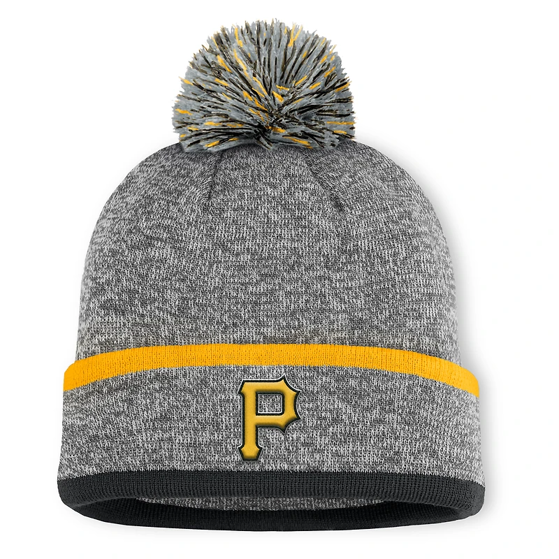 Bonnet en tricot à revers et pompon Fanatics des Pirates de Pittsburgh pour homme, gris chiné