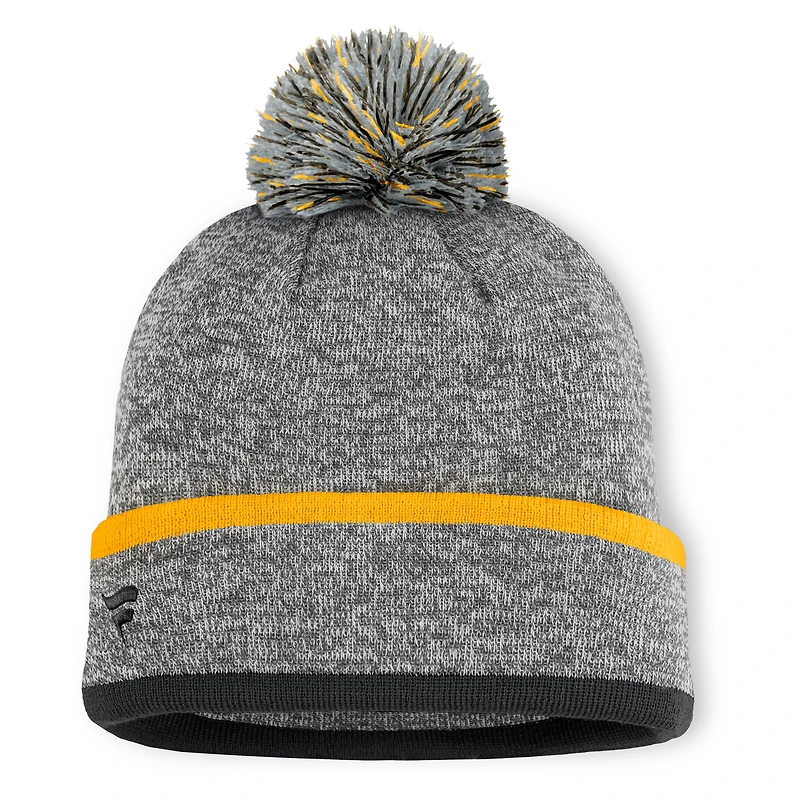 Bonnet en tricot à revers et pompon Fanatics des Pirates de Pittsburgh pour homme, gris chiné