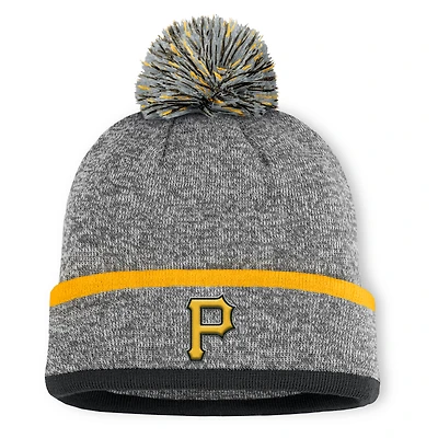 Bonnet en tricot à revers et pompon Fanatics des Pirates de Pittsburgh pour homme, gris chiné