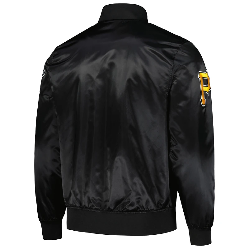 Men's Pro Standard Black Pittsburgh Pirates Wordmark Satin Full-Snap Jacket