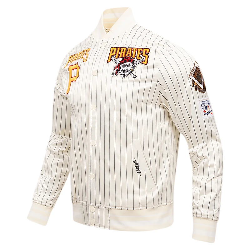 Men's Pro Standard Cream Pittsburgh Pirates Cooperstown Collection Pinstripe Retro Classic Satin Full-Snap Jacket