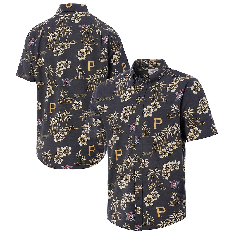 Chemise boutonnée Reyn Spooner Black Pittsburgh Pirates pour homme, grandes tailles Kekai Performance Tri-Blend