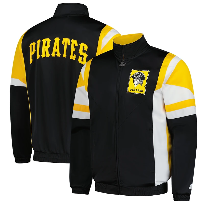 Veste de survêtement entièrement zippée en tricot Contender des Pirates Pittsburgh pour homme, noire et dorée