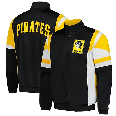 Veste de survêtement entièrement zippée en tricot Contender des Pirates Pittsburgh pour homme, noire et dorée