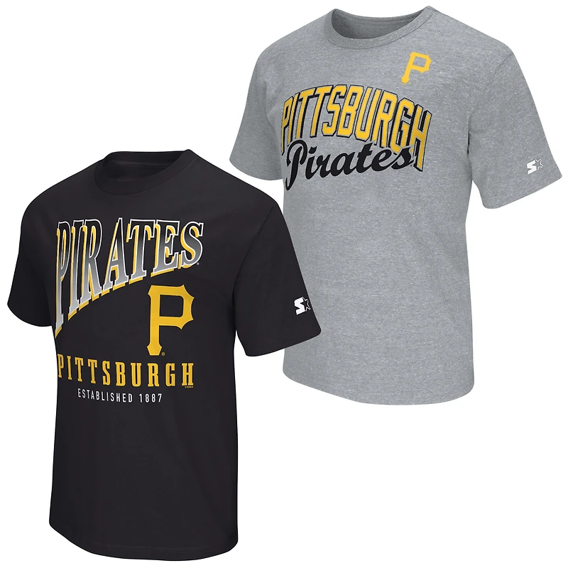 Men's Starter  Black/Heather Gray Pittsburgh Pirates Two-Pack T-Shirt Set
