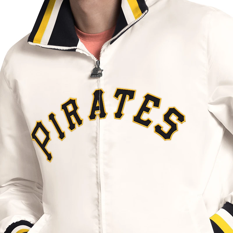 Veste universitaire zippée Starter blanche Pittsburgh Pirates The Captain Cooperstown Logo pour homme