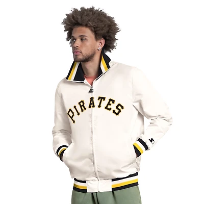 Men's Starter White Pittsburgh Pirates The Captain Cooperstown Logo Full-Zip Varsity Jacket