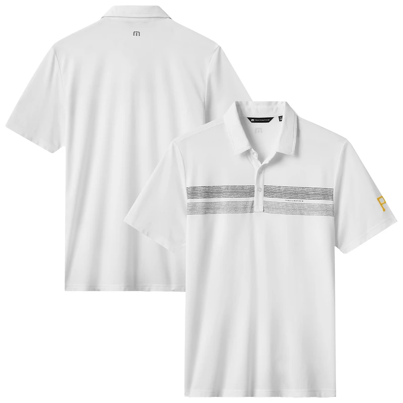Polo tri-blend blanc Top Recruit des Pirates de Pittsburgh pour homme TravisMathew