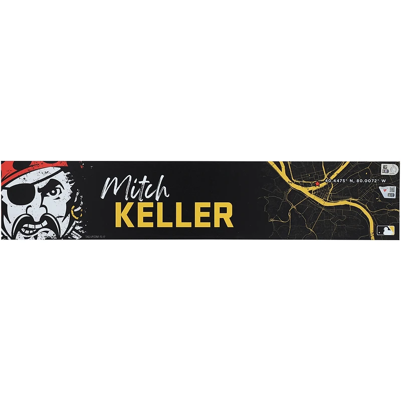 Plaque signalétique noire de Mitch Keller, joueur des Pirates de Pittsburgh, de la saison 2025 de la MLB