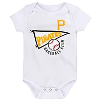 Newborn & Infant Gold/White/Heather Gray Pittsburgh Pirates Biggest Little Fan 3-Pack Bodysuit Set