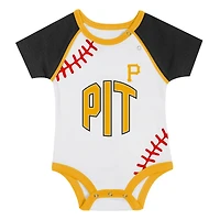 Ensemble body, bob et chaussons pour nouveau-né des Pirates de Pittsburgh blancs