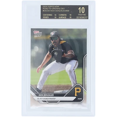 Carte Nick Gonzales Pittsburgh Pirates 2025 Topps Now Road to Opening Day Black Label #OD-235, authentifiée BGS 10 - Sous-notes 10,10,10,10