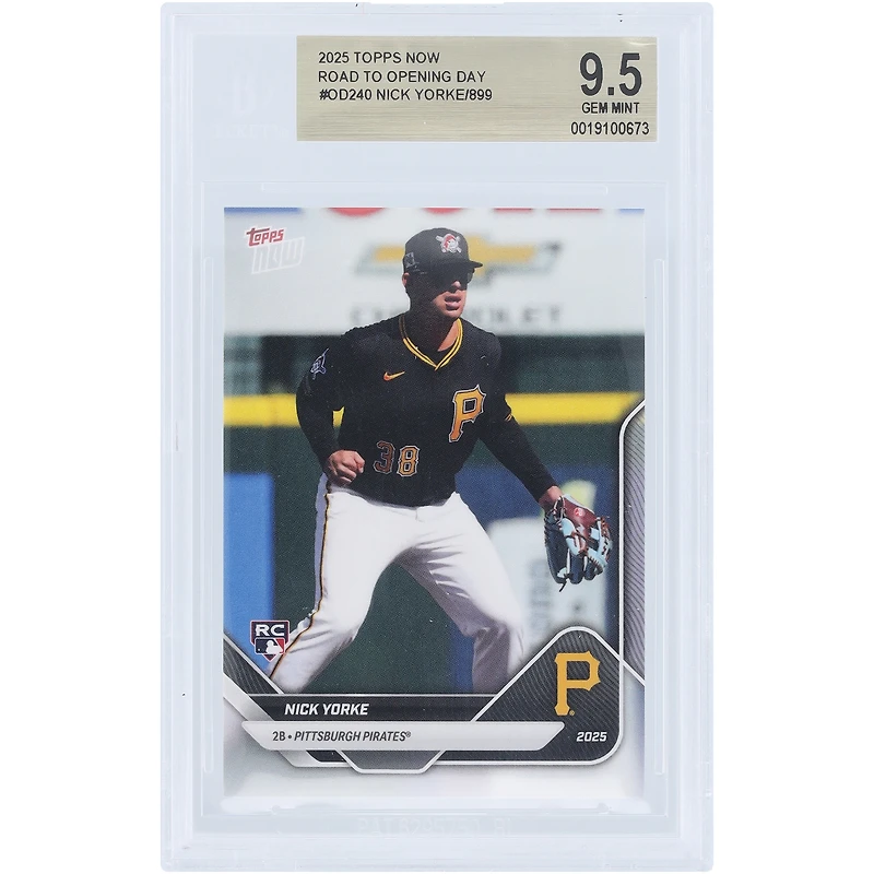 Carte recrue Nick Yorke des Pirates de Pittsburgh 2025 Topps Now Road to Opening Day #OD-240, authentifiée BGS 9.5