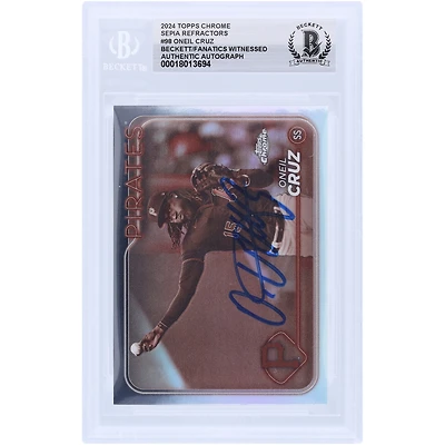 Oneil Cruz Pittsburgh Pirates Autographié 2024 Topps Chrome Sepia Refractor #98 Beckett Fanatics Witnessed Authenticated Card