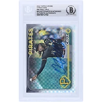 Carte autographiée Oneil Cruz des Pirates de Pittsburgh Topps Chrome X-Fractor #98 Beckett 2024, carte authentifiée et témoin des fanatiques