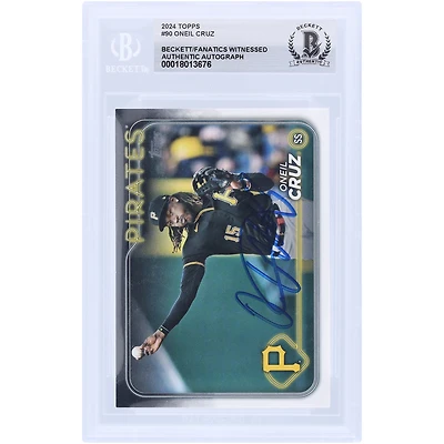 Carte authentifiée autographiée par Oneil Cruz des Pirates de Pittsburgh, série 1 Topps 2024 n° 90, Beckett Fanatics