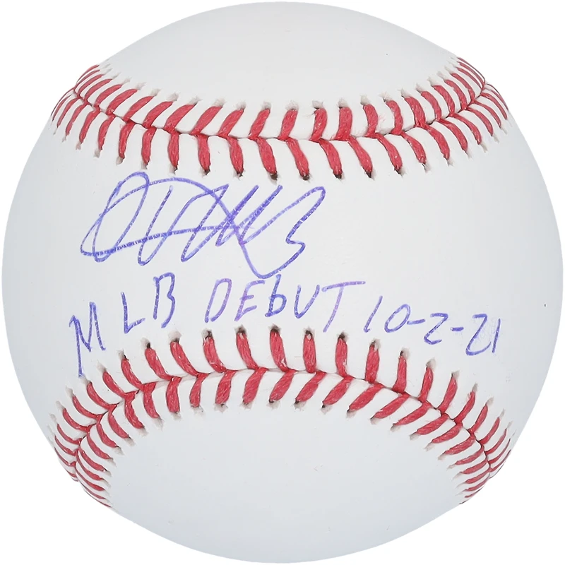 Baseball autographié par Oneil Cruz des Pirates de Pittsburgh avec l'inscription « MLB Debut 10-2-21 »
