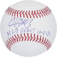 Baseball autographié par Oneil Cruz des Pirates de Pittsburgh avec l'inscription « MLB Debut 10-2-21 »
