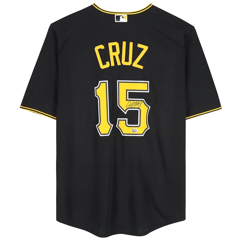 Maillot réplique noir Nike autographié par Oneil Cruz des Pirates de Pittsburgh
