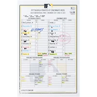 Carte dédicacée Oneil Cruz des Pirates de Pittsburgh lors du match contre les Reds de Cincinnati le 24 juin 2024