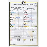 Carte dédicacée Oneil Cruz des Pirates de Pittsburgh lors du match contre les Phillies de Philadelphie le 20 juillet 2024