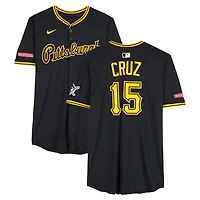 Maillot Nike noir Oneil Cruz des Pirates de Pittsburgh, numéro 15, utilisé lors de plusieurs matchs de la saison 2025 de la MLB