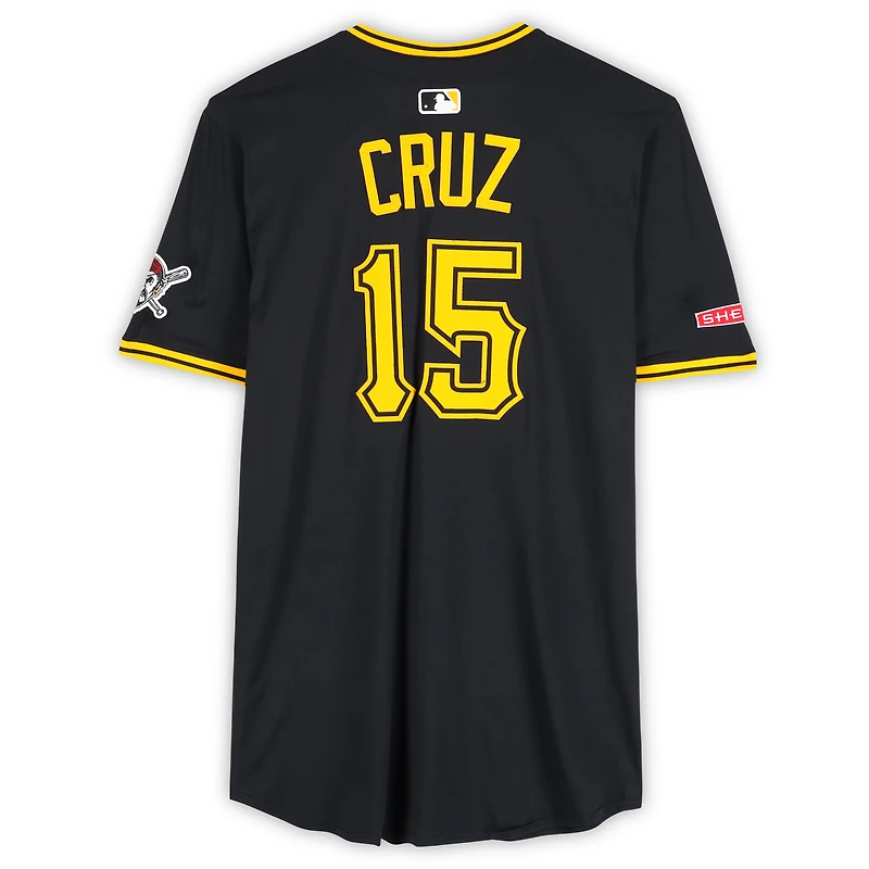 Maillot Nike noir Oneil Cruz des Pirates de Pittsburgh, numéro 15, utilisé lors de plusieurs matchs de la saison 2025 de la MLB