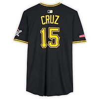 Maillot Nike noir Oneil Cruz des Pirates de Pittsburgh, numéro 15, utilisé lors de plusieurs matchs de la saison 2025 de la MLB