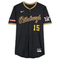 Maillot Nike noir Oneil Cruz des Pirates de Pittsburgh, numéro 15, utilisé lors de plusieurs matchs de la saison 2025 de la MLB