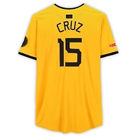 Maillot Nike City Connect doré Oneil Cruz n° 15 des Pirates de Pittsburgh, utilisé lors du match contre les Padres de San Diego le 2 mai et les Braves d'Atlanta le 9 mai 2025