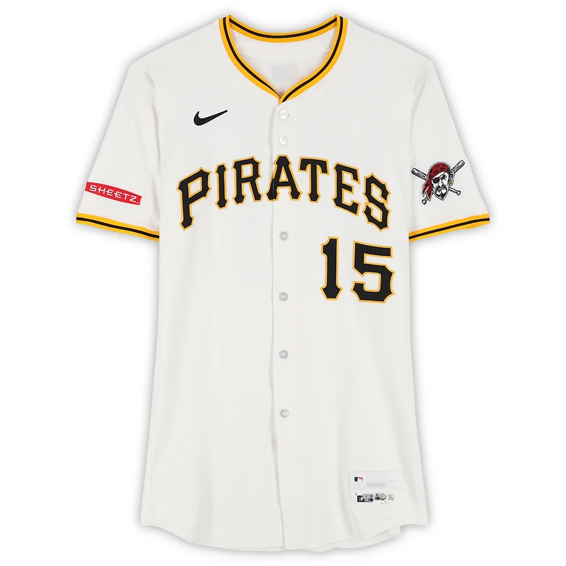 Maillot Nike blanc n° 15 des Pirates de Pittsburgh Oneil Cruz, utilisé lors de plusieurs matchs de la saison 2025 de la MLB