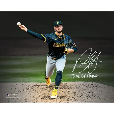 Paul Skenes Pittsburgh Pirates Autographed 16" x 20" Pitching Photograph with "25 NL Cy Young" Inscription