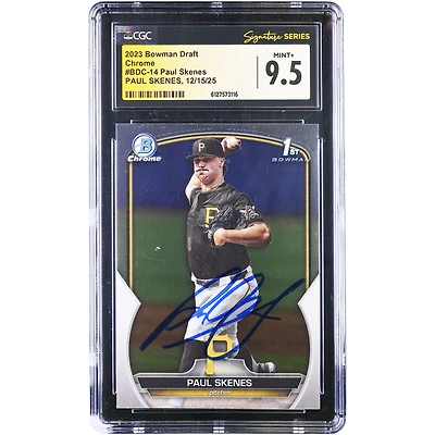 Carte autographiée de Paul Skenes (Pittsburgh Pirates) 2023 Topps Bowman Draft Chrome 1ère série Bowman #BDC-14, authentifiée CGC, état neuf 9,5