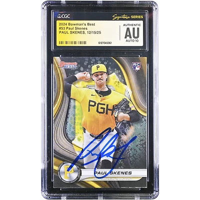 Paul Skenes Pittsburgh Pirates Autographed 2024 Topps Bowman's Best #53 CGC Fanatics Witnessed Authenticated Auto 10 Rookie Card