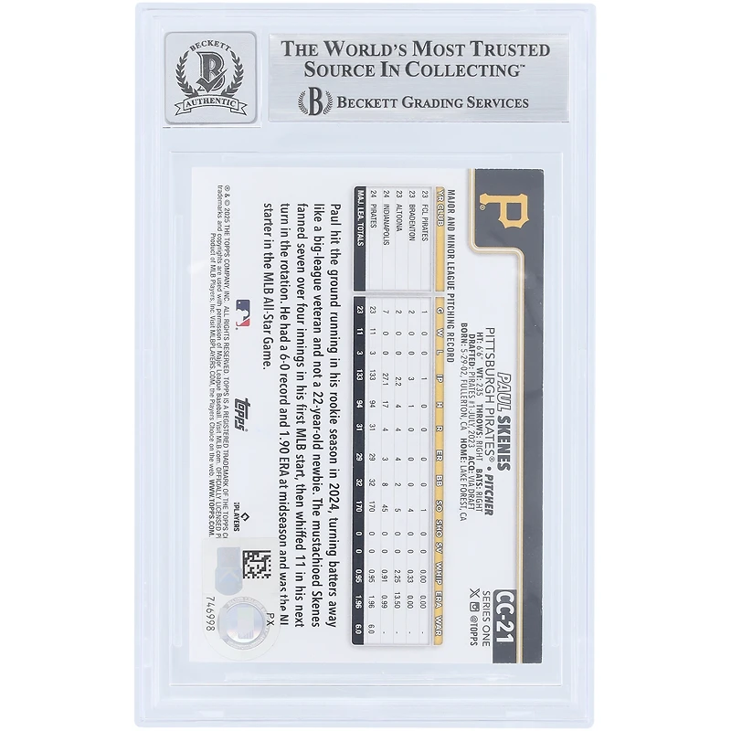 Paul Skenes Pittsburgh Pirates Autographed 2025 Topps Series One Companion Cards #CC-21 Beckett Fanatics Witnessed Authenticated 10 Card