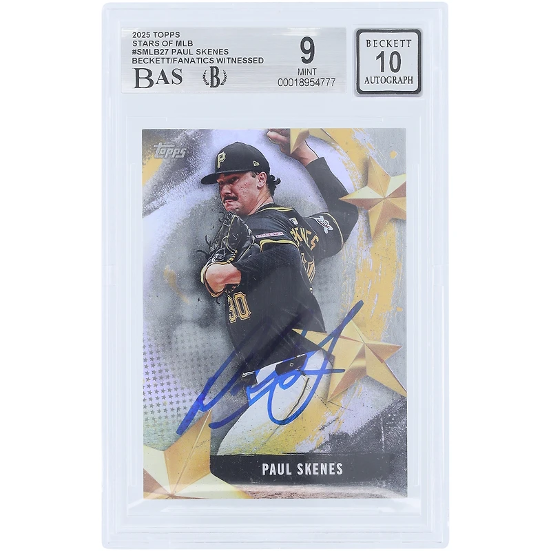 Paul Skenes Pittsburgh Pirates Autographed 2025 Topps Stars of the MLB #SMLB-27 Beckett Fanatics Witnessed Authenticated 9/10 Card